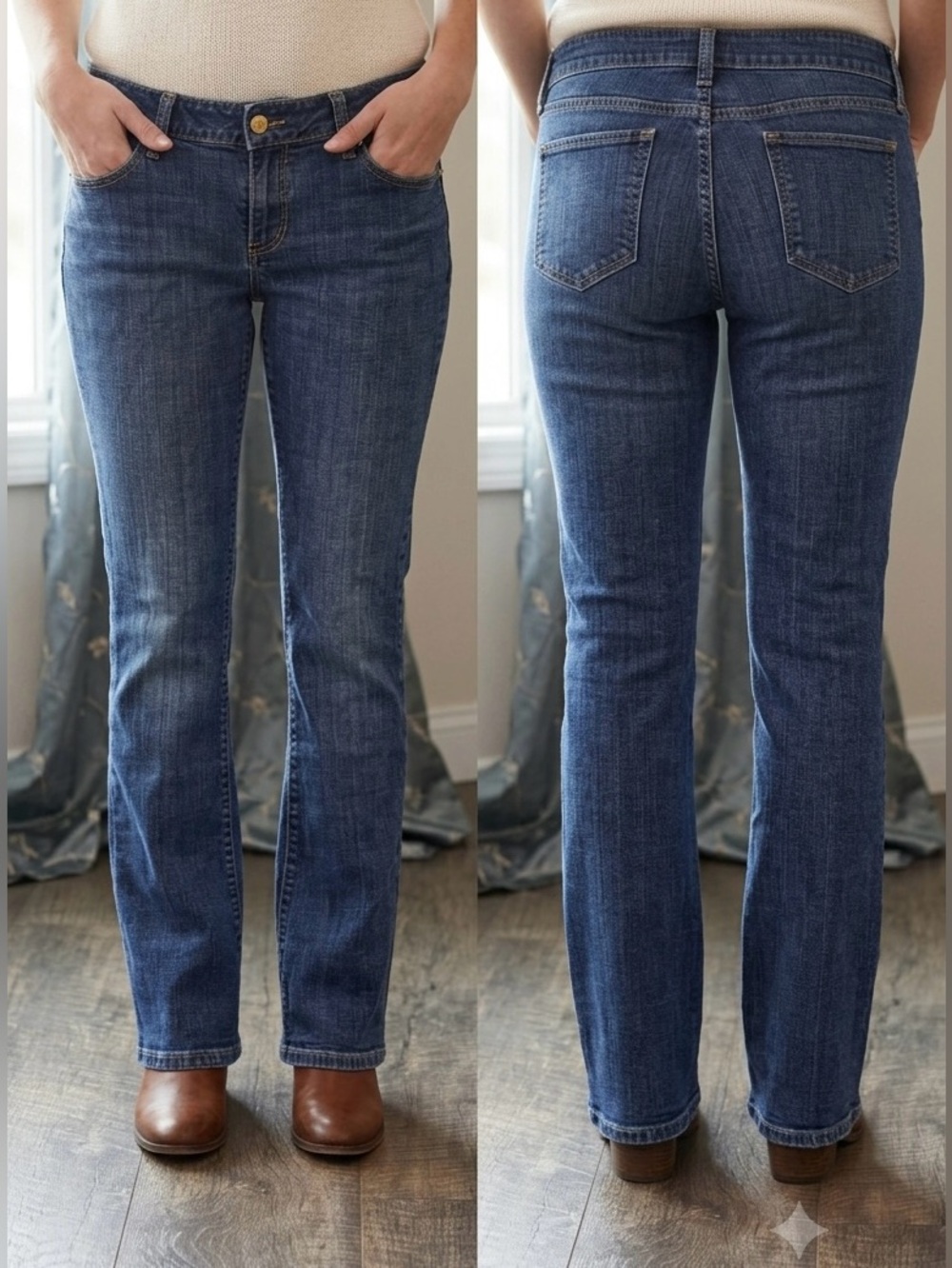Banana Republic Women's Boot Cut Jeans in Medium Blue Wash